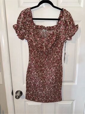 Haute Monde Pink Floral Smocked Mini Dress